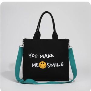 Black Tote Bag with Smile Design